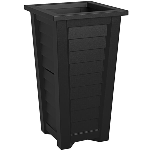 A black rectangular Mayne Lakeland planter with a square top.