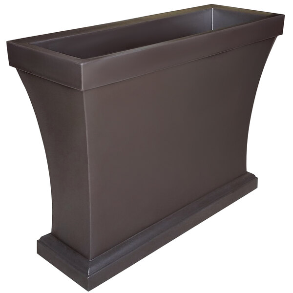 A large rectangular espresso planter with a rectangular bottom.