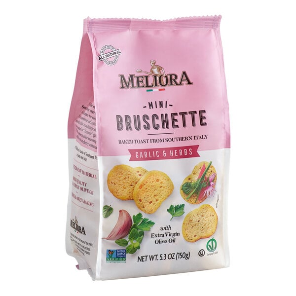 Meliora Garlic Herb Mini Bruschette Toast 5.3 oz. - 10/Case