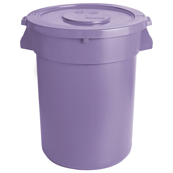 Baker's Mark Allergen-Free 32 Gallon / 510 Cup White Round Ingredient Storage  Bin with Purple Lid
