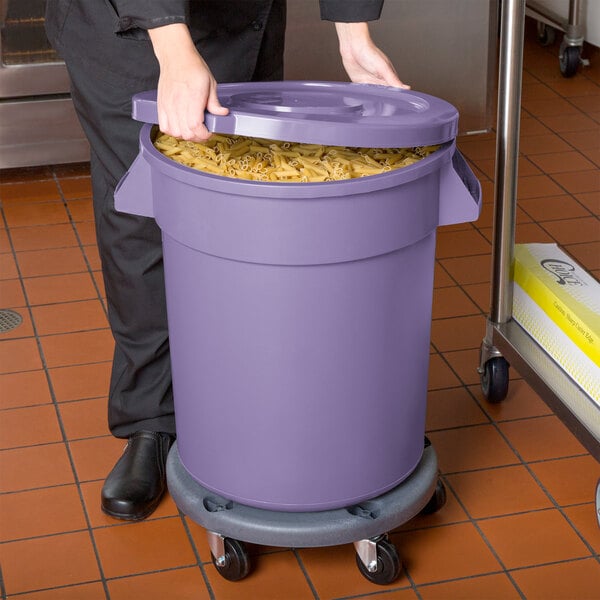 20 Gallon / 320 Cup Purple Round Ingredient Storage Bin with Lid