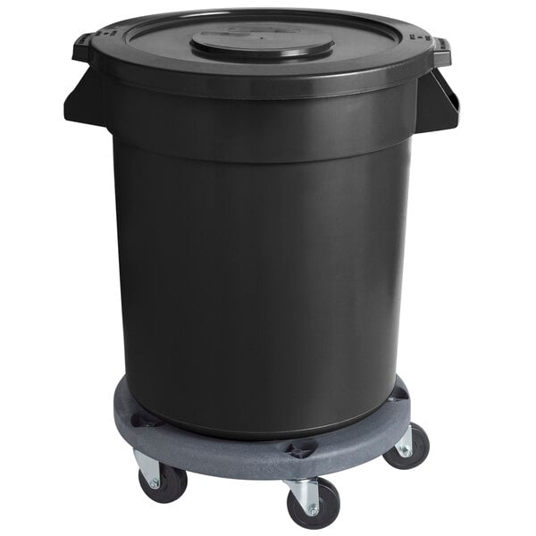 20 Gallon / 320 Cup Black Mobile Ingredient Storage Bin with Lid