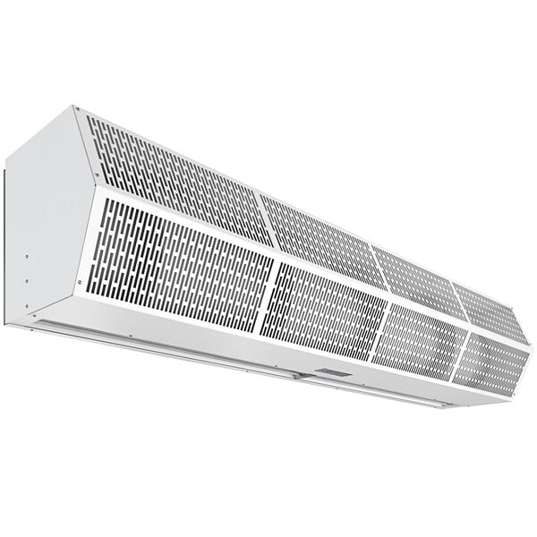 A white rectangular Berner Air Curtain with a long vent and holes.