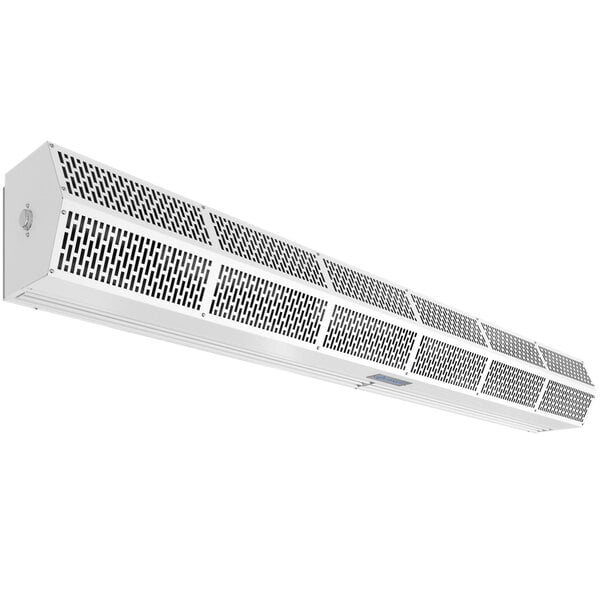 A white rectangular Berner Air Curtain with holes.