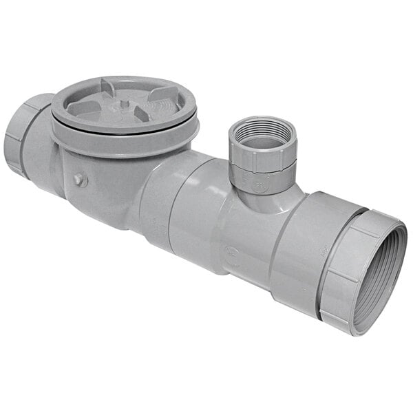 A grey Endura DWV pipe with a round valve cap.