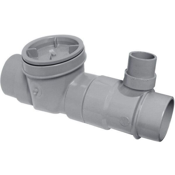 A grey plastic Endura DWV spigot with a flow control valve on it.