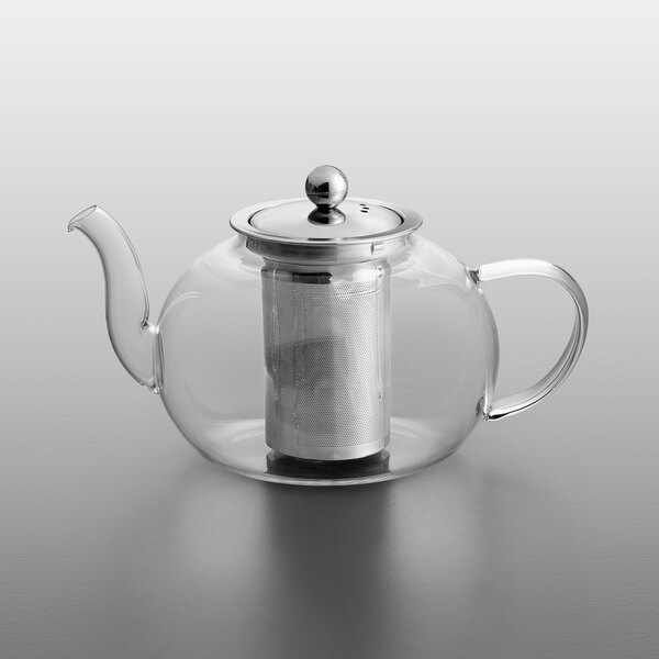 Acopa Lotus 24 oz. Glass Teapot with Stainless Steel Infuser