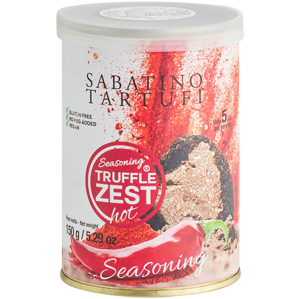 A can of Sabatino Tartufi Truffle Zest Hot Seasoning.