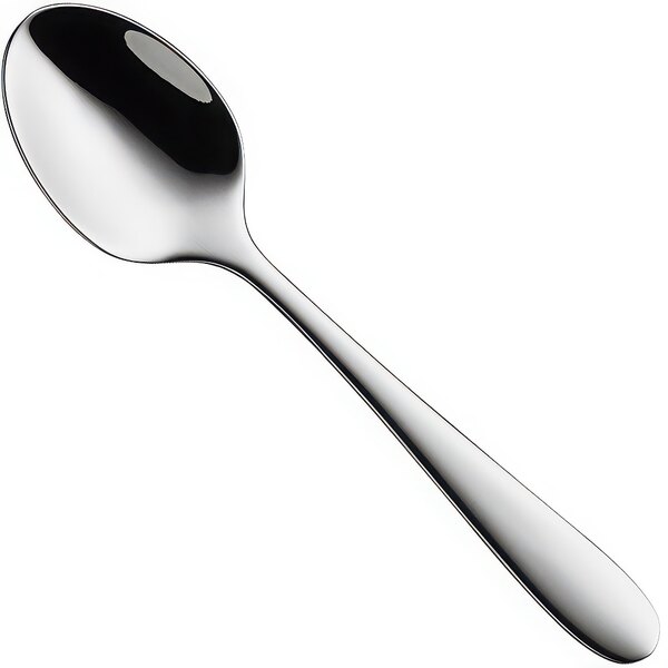 A WMF by BauscherHepp Sara stainless steel demitasse spoon with a silver handle.