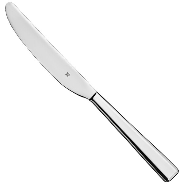 A WMF by BauscherHepp Edita stainless steel table knife with a silver handle.