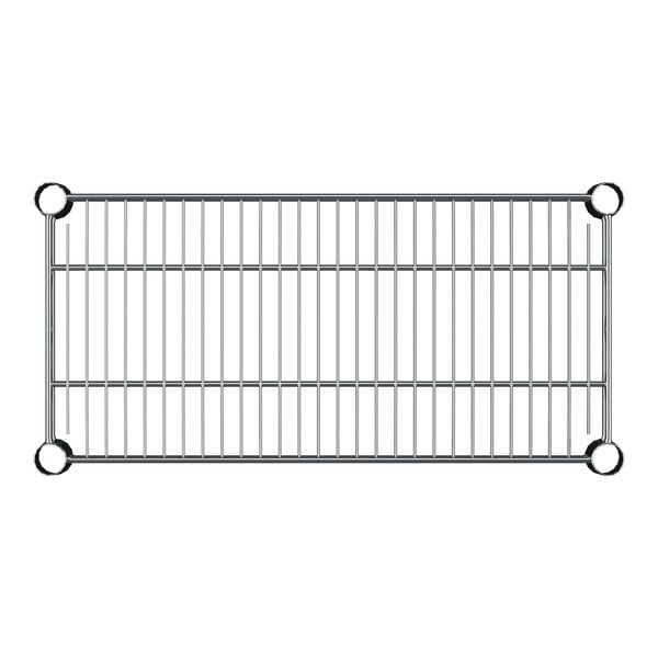 A Regency stainless steel wire shelf with circles on top.