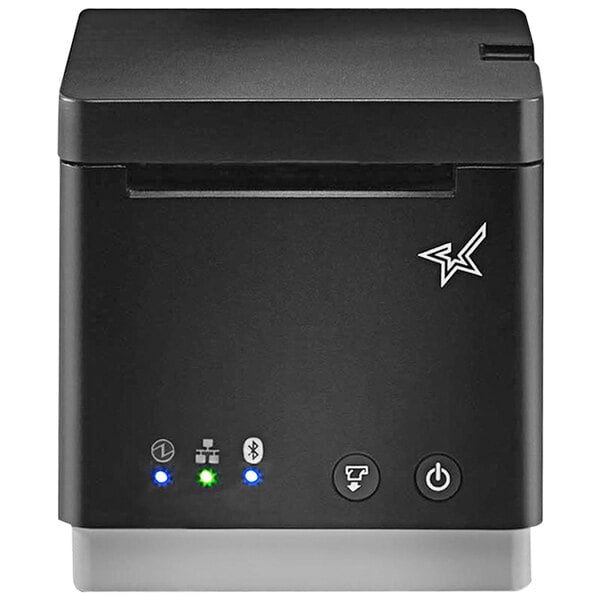 A black Star mC-Print2 receipt printer with buttons and lights.