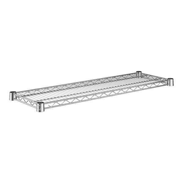 A close-up of a Regency chrome metal shelf.
