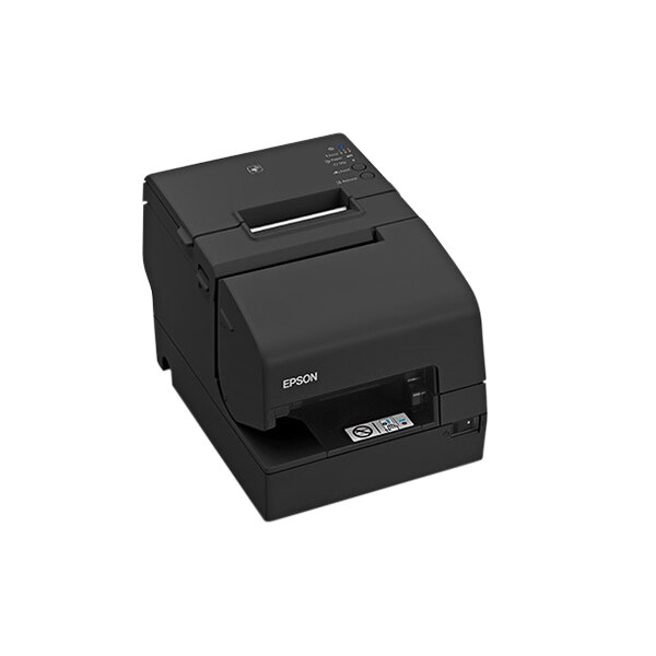 An Epson TM-H6000V impact receipt printer with a lid.