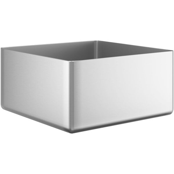 A silver metal square Regency sink bowl.