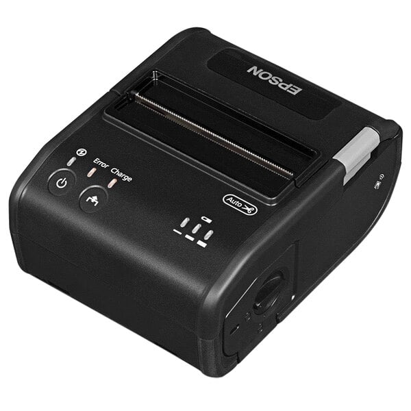 An Epson mobile thermal receipt printer with an auto cutter and buttons.