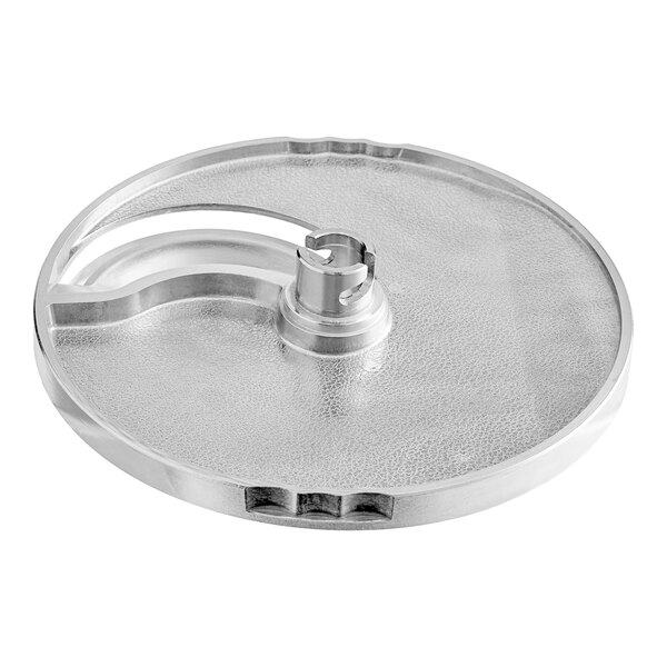 A 3/16-inch curved slicing disc for the AvaMix Goliath Series food processor.