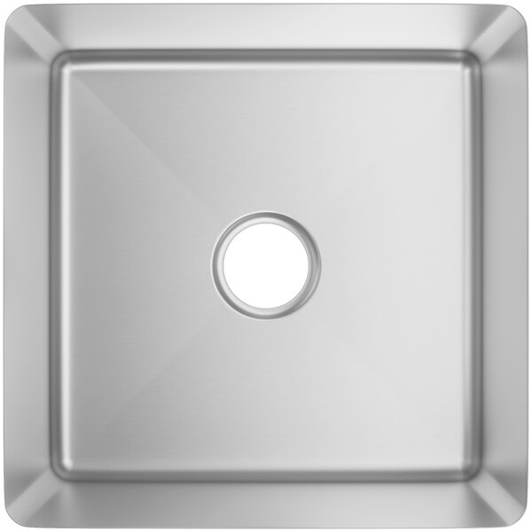 A white stainless steel fabricated Regency sink bowl with a hole in the center.