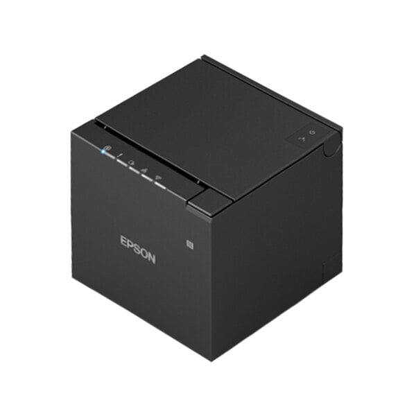 An Epson TM-M30III thermal receipt printer with white text on a black box.
