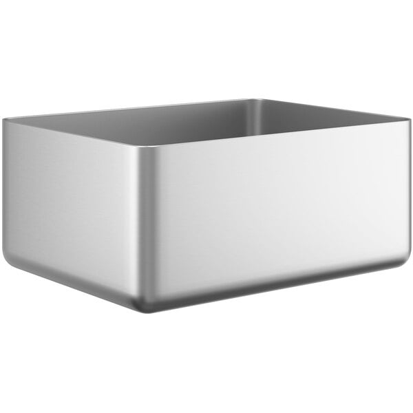 A silver rectangular Regency stainless steel sink bowl.