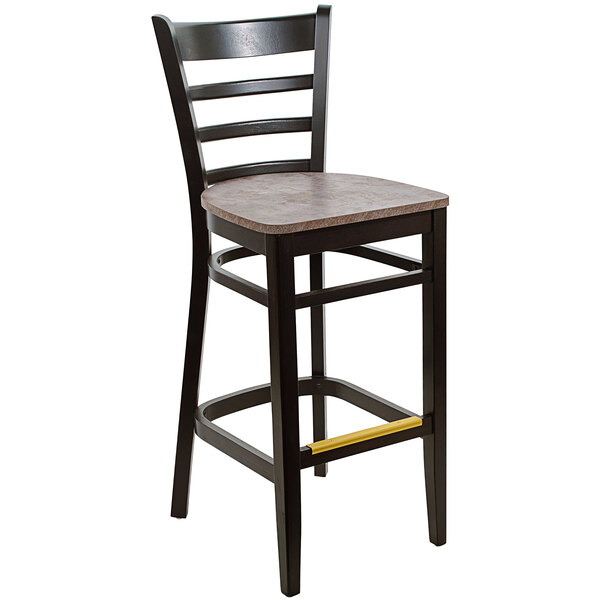 a chair with a yellow handle