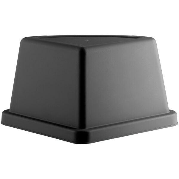 A black square Lavex corner round trash can lid.