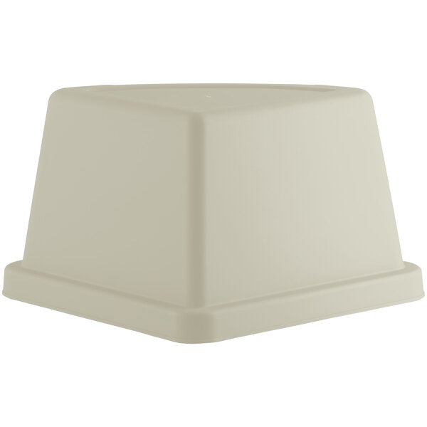 A beige square lid with a push door on a white background.
