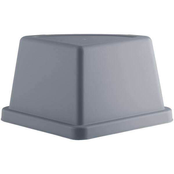 A gray square Lavex corner trash can lid.