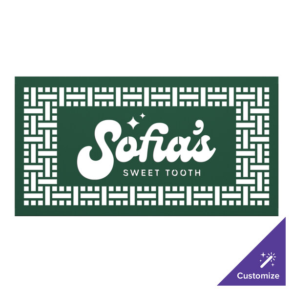 A forest green square partition panel with a white weave pattern.