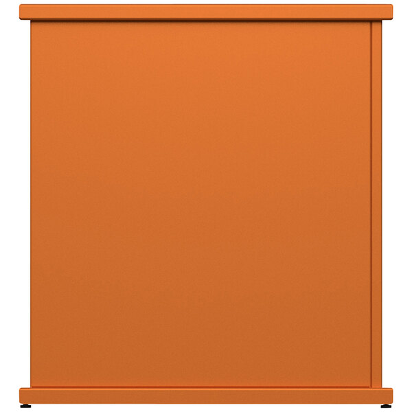 A burnt orange SelectSpace stand-alone planter with rectangle top cut-outs.