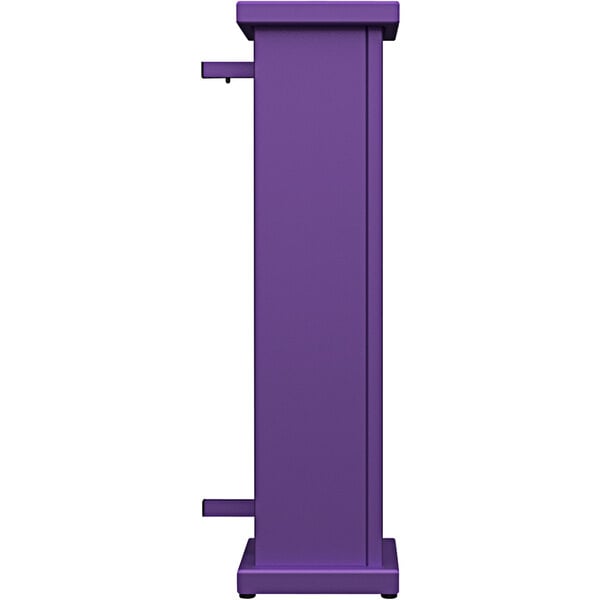 A purple rectangular pedestal with a circle top cut-out.