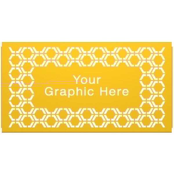A yellow hexagonal sign with white text.