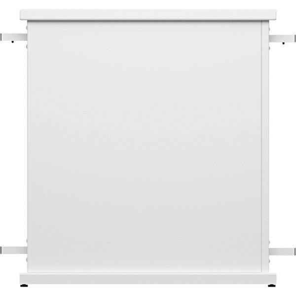 A white rectangular stand planter with circle top cut-outs.