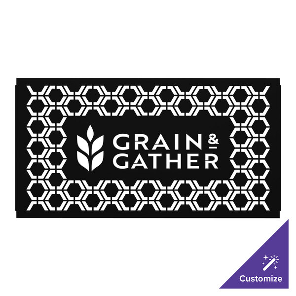 A black hexagonal partition panel with a white leaf pattern.