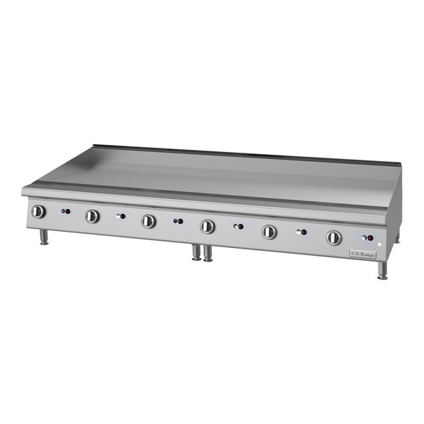 U.S Range UTGG72-G72M 72" Liquid Propane Chrome Plated Countertop Griddle with Manual Controls - 162,000 BTU