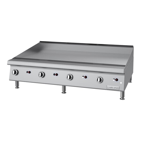 Garland GTGG48-G48M 48" Liquid Propane Chrome Plated Countertop Griddle with Manual Controls - 108,000 BTU