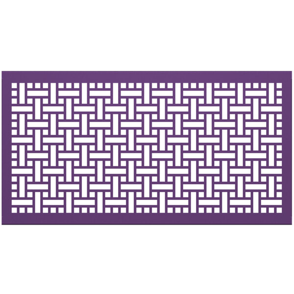 A purple square partition panel with a white lattice pattern.