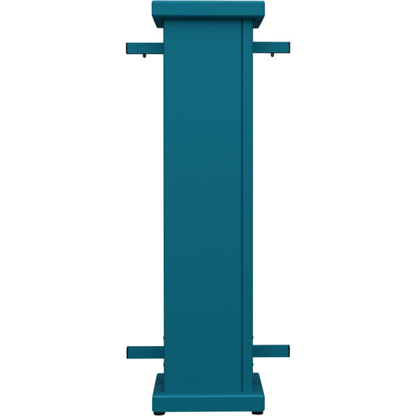 A teal rectangular pedestal with a square top cut-out.