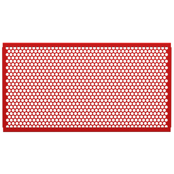 A red mesh panel with white circle patterns.