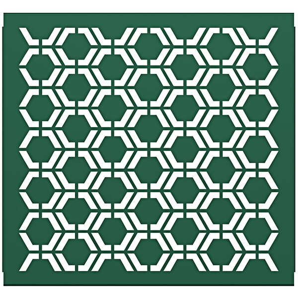 A forest green hexagonal pattern on a white background.