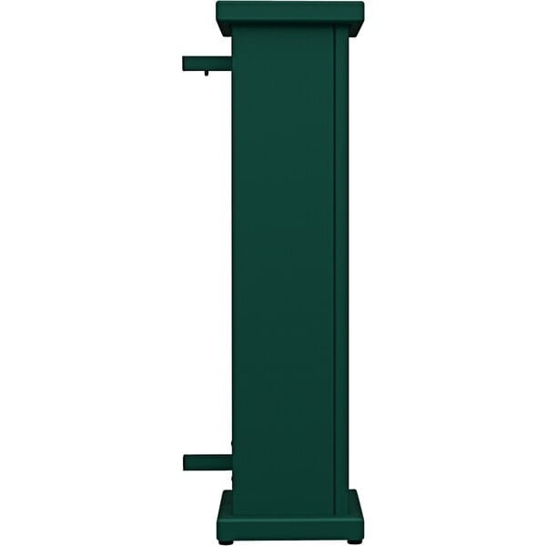A forest green SelectSpace end planter with a circle top cut-out.