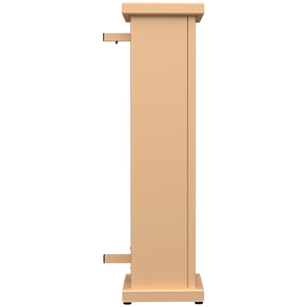 A sand-colored rectangular planter with a circle cut-out on top.