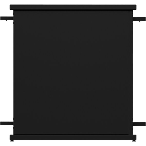 A black rectangular planter stand with metal corners and rods.
