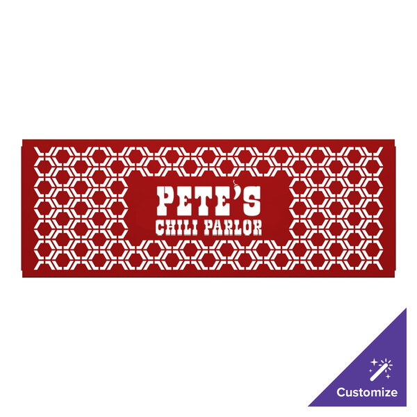 A red hexagonal SelectSpace partition panel with a white pattern.