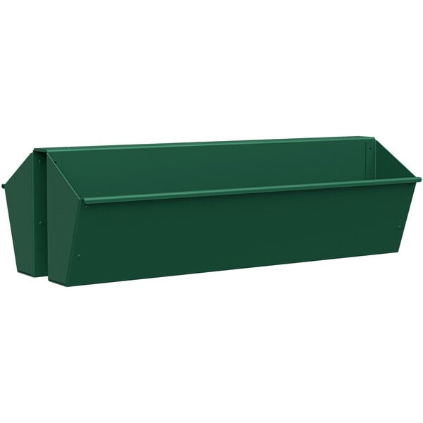 A forest green rectangular hanging planter.