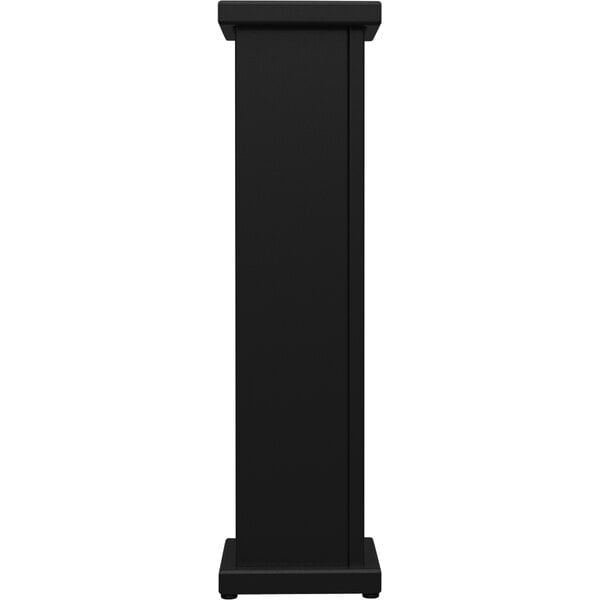 A black rectangular SelectSpace planter stand with a circle top cut out.