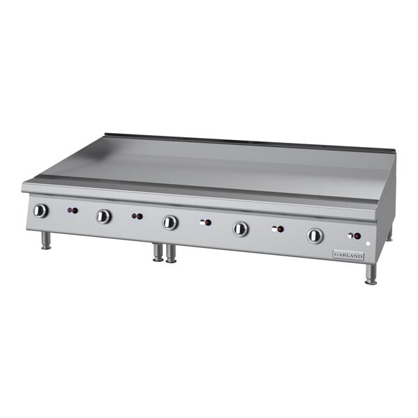 Garland GTGG60-G60M 60" Natural Gas Chrome Plated Countertop Griddle with Manual Controls - 135,000 BTU