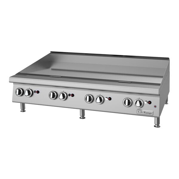 U.S Range UTGG48-GT48M 48" Liquid Propane Chrome Plated Countertop Griddle with Thermostatic Controls - 112,000 BTU