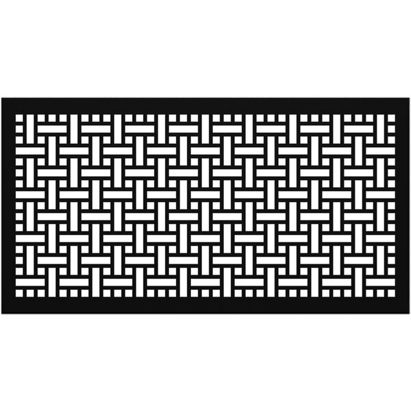 A black rectangular panel with a square weave pattern in white.