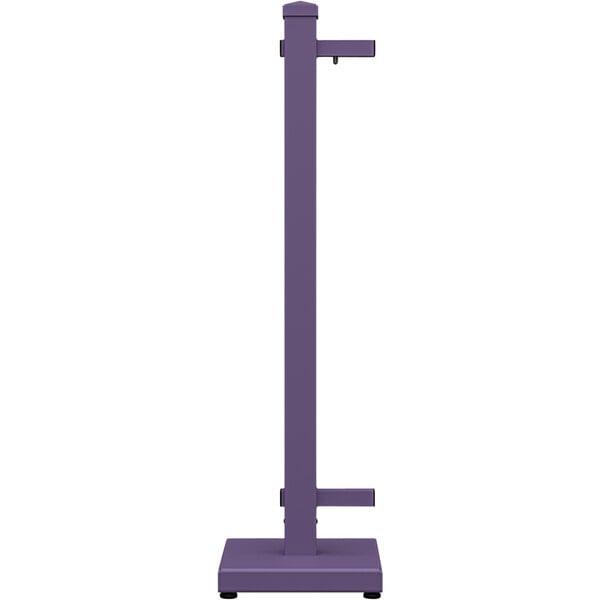 a purple bench with a cross